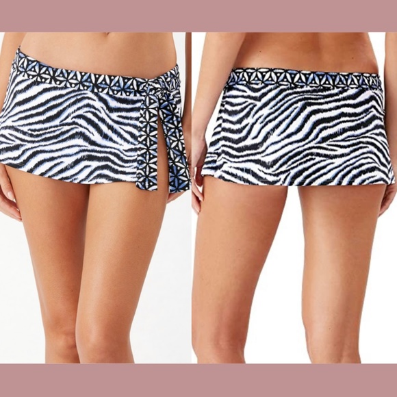 NEW Tommy Bahama [ Large ] Zanzibar‎ Zebra Skirted Hipster Bikini Bottoms - Picture 1 of 12